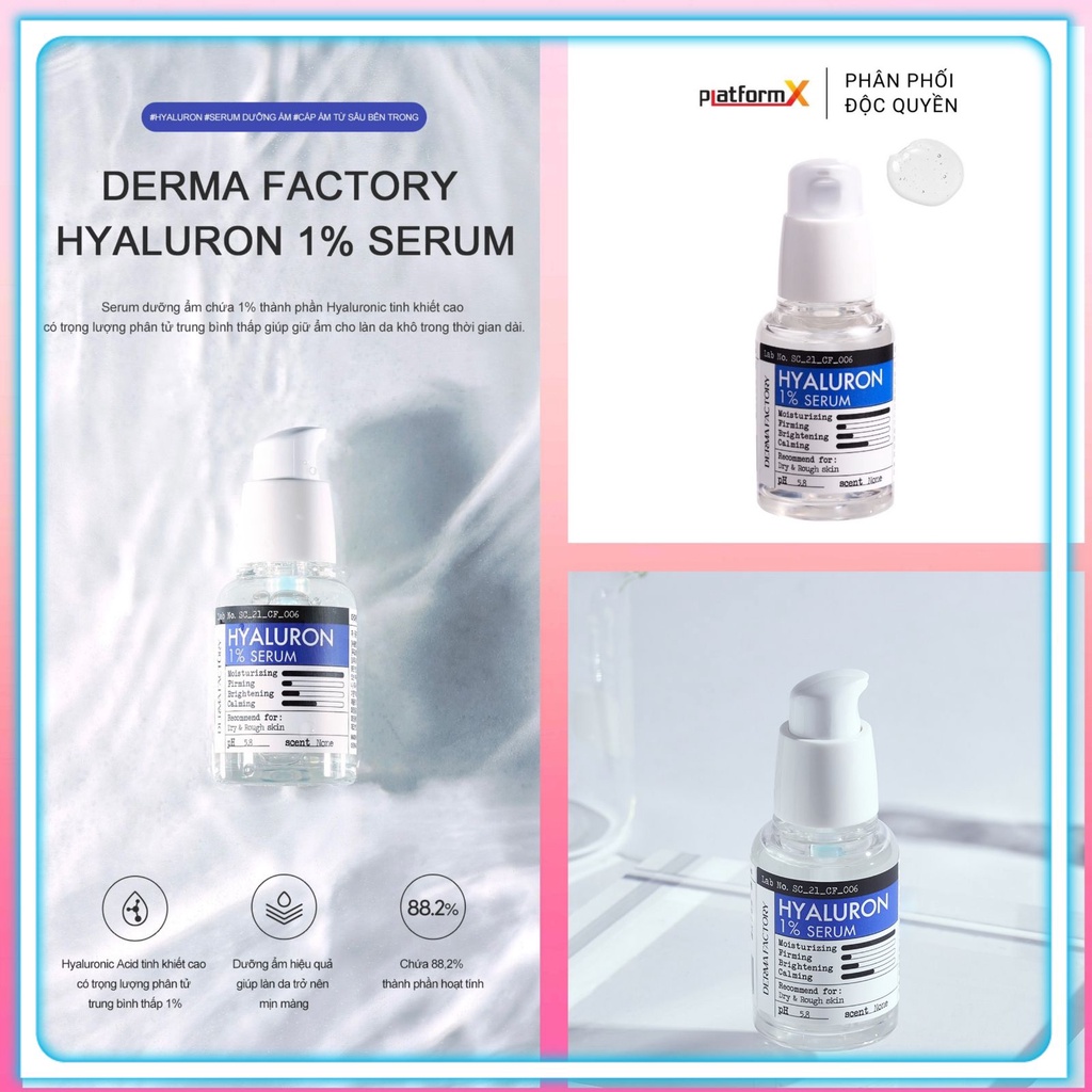 Tinh chất dưỡng ẩm Hyaluron 1% Serum giúp giữ ẩm cho làn da khô trong thời gian dài