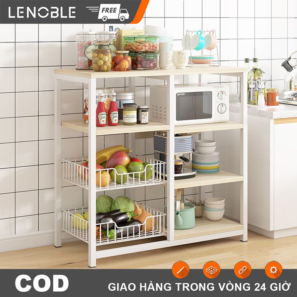 🎉giảm giá🎉 LENOBLE kệ để đồ kệ đựng đồ đa năng kệ đựng đồ đa năng nhà bếp kệ bếp kệ đa năng kệ bếp đa năng kệ để đồ nhà bếp Nhà bếp đa chức năng Tầng Lưu Trữ Rau Rack Nồi Dụng Cụ Lò Vi Sóng Giỏ Thực