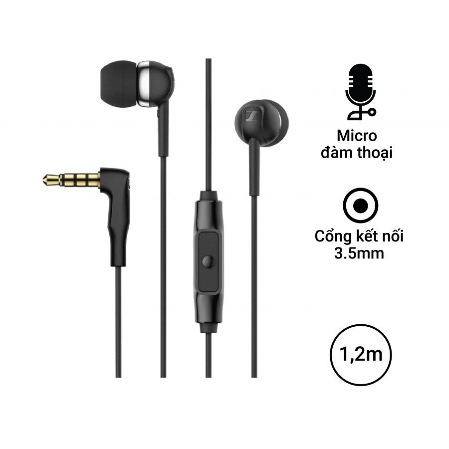 Tai nghe nhét tai có mic sennheiser cx 80s jack 3.5mm - hàng chính hãng bảo hành 2 năm