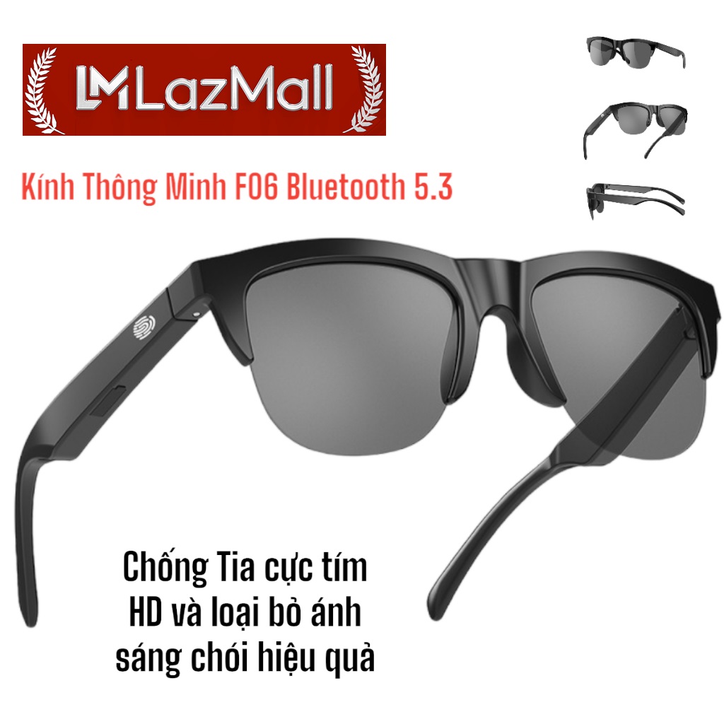 (HCM) LazMall Trợ Giá Xiaomi Kính âm thanh thông minh Xiaomi LazMall Sale Chính Hãng Mua Ngay Kính Thông Minh F06 - Tích Hợp Loa Bluetooth 5.3, Thiết Kế Cảm Ứng Không Dây Đa Năng, Chống Tia UV Chống Ánh Sáng Xanh, Thiết Kế Thời Trang