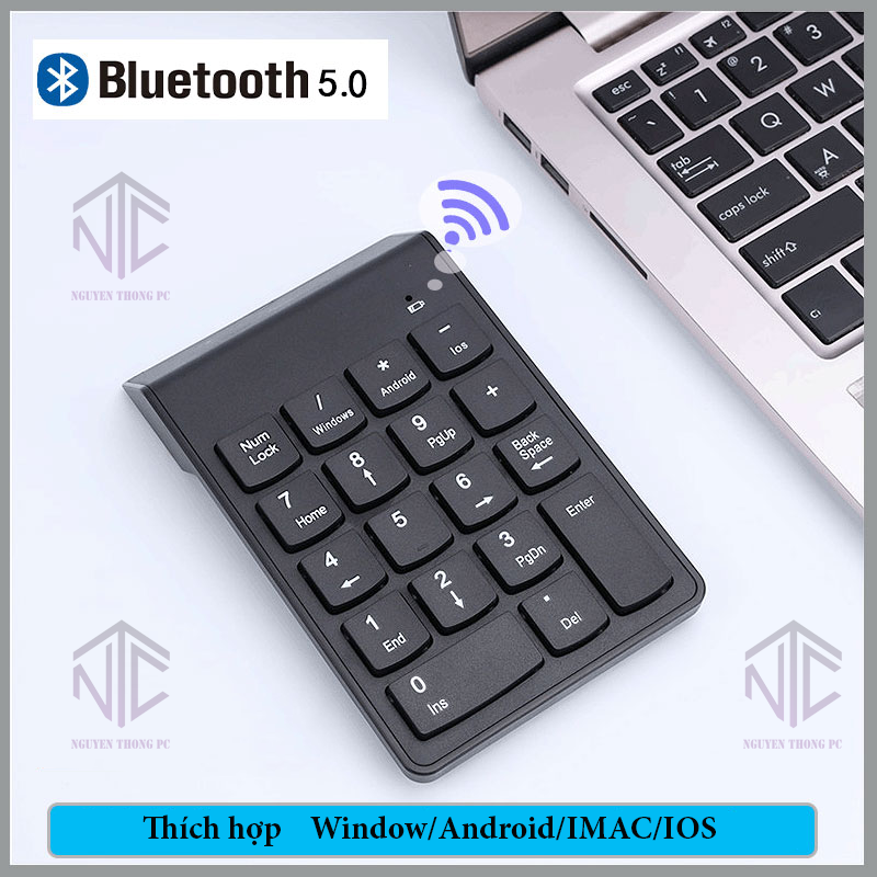 Bàn phím số không dây   bluetooth 5.0 wiless 2.4g đen