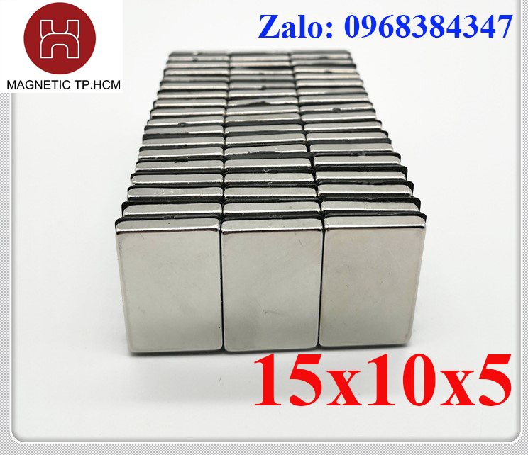 Nam châm trắng đất hiếm hình chữ nhật 15x10x5mm, nam châm lực hút siêu mạnh N35, Nam châm vĩnh cửu hình chữ nhật
