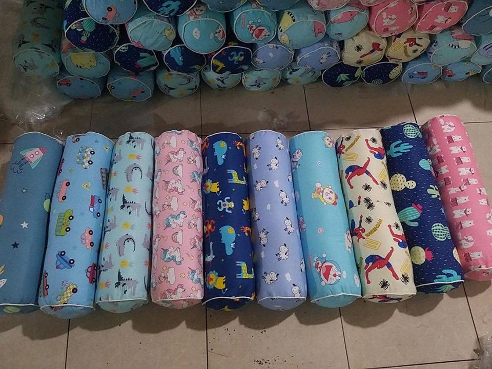 Gối ôm dài, tròn cho người lớn và trẻ em chiều dài 1m ruột gòn cao cấp êm ái không lún xẹp