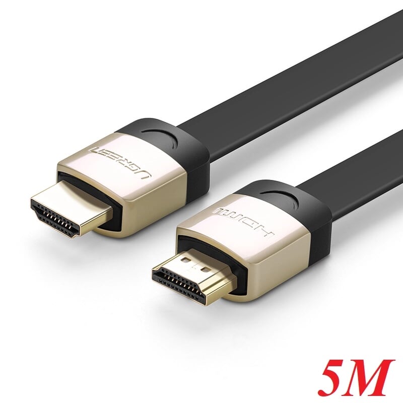 Ugreen 10263 5m màu đen cáp tín hiệu hdmi chuẩn 2.0 cáp dẹt đầu bọc hợp kim hd123