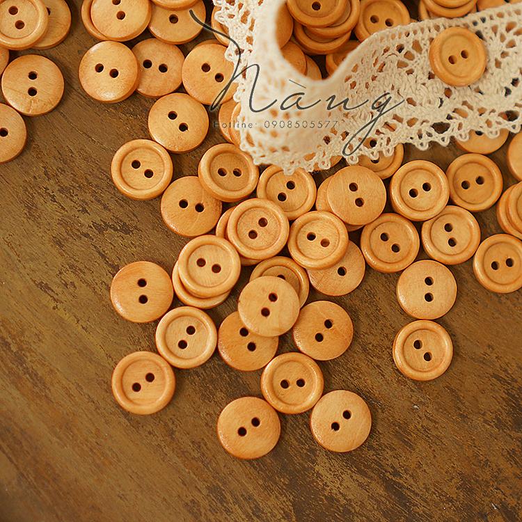 50 Nút Gỗ Tự Nhiên (13mm)