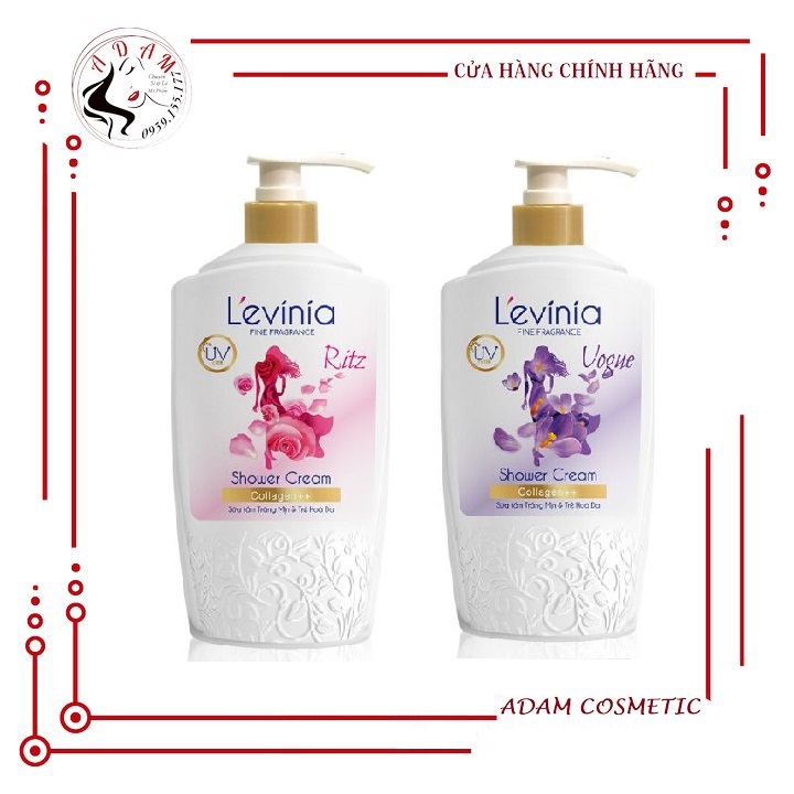 Sữa Tắm Trắng Mịn & Trẻ Hóa Da Colagen L'evinia 700g Hồng - Tím