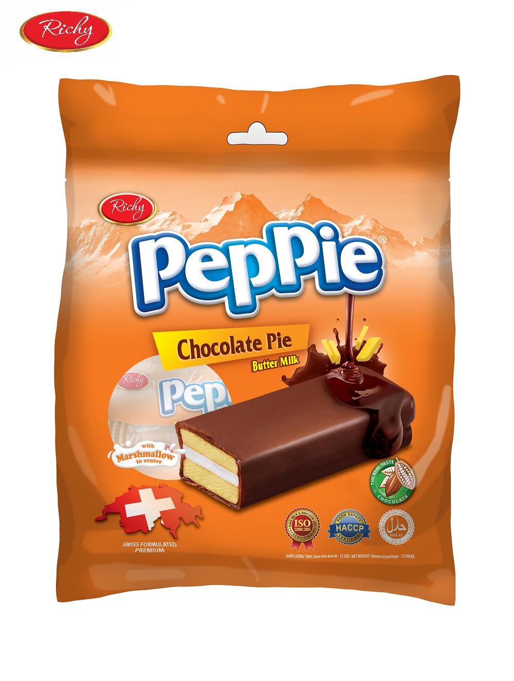 Bánh Peppie Richy  bơ sữa 216g túi cam