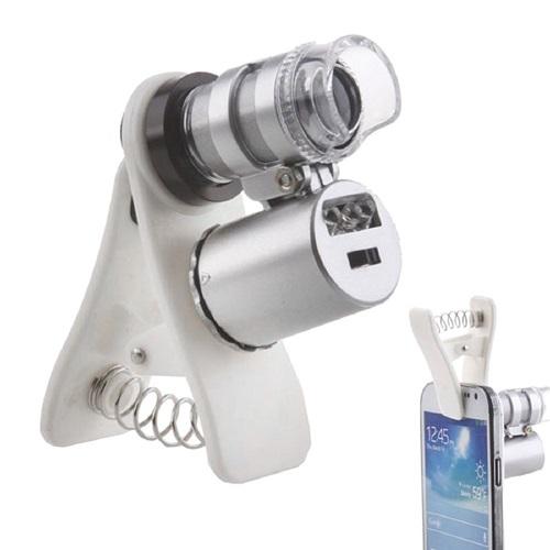 Kính lúp kẹp camera điện thoại 60X có đèn - phụ kiện hỗ trợ chụp ảnh