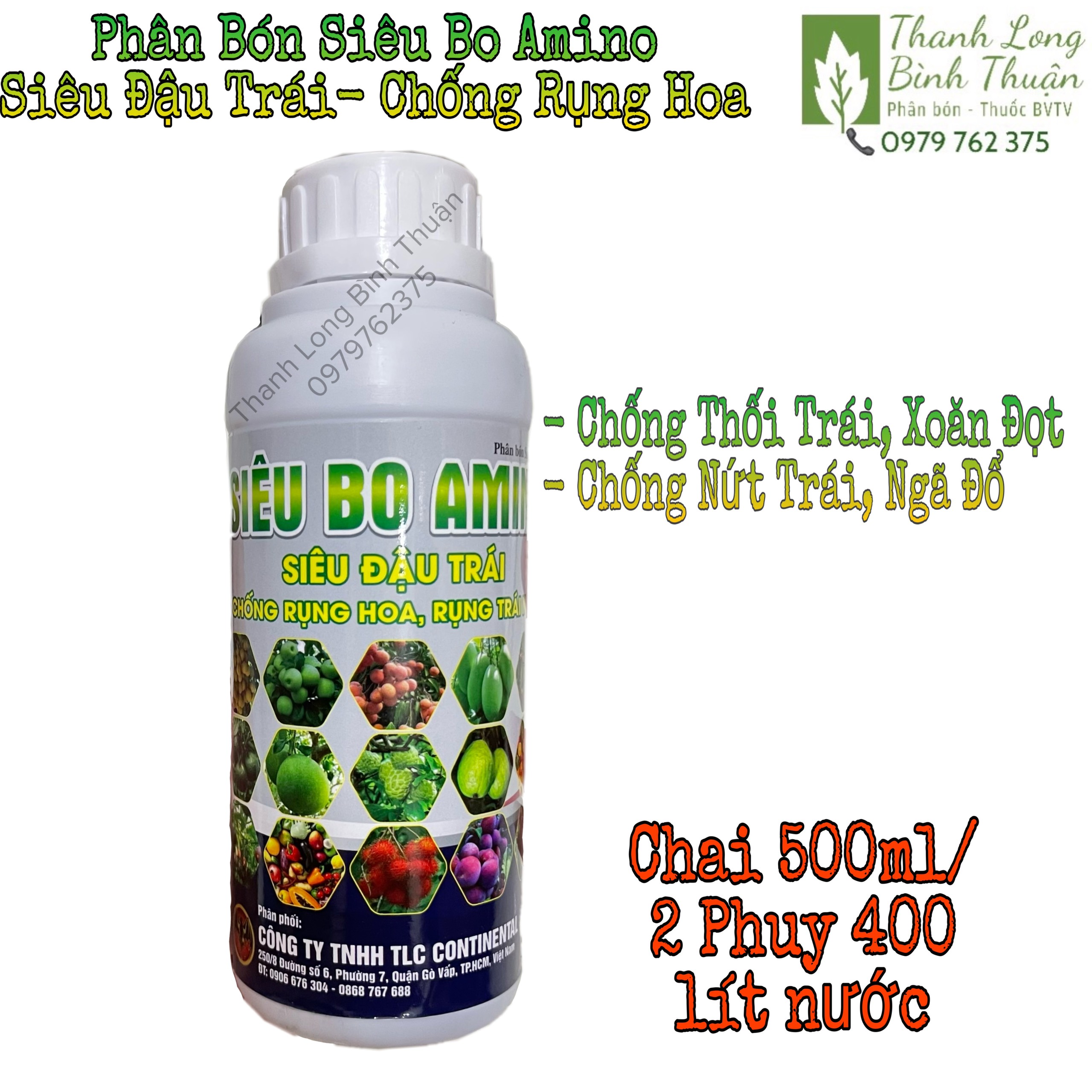 Phân Bón Siêu Bo Amino - Siêu Đậu Trái - Chống Rụng Hoa - Khắc Phục Thối Trái - Chai 500ml