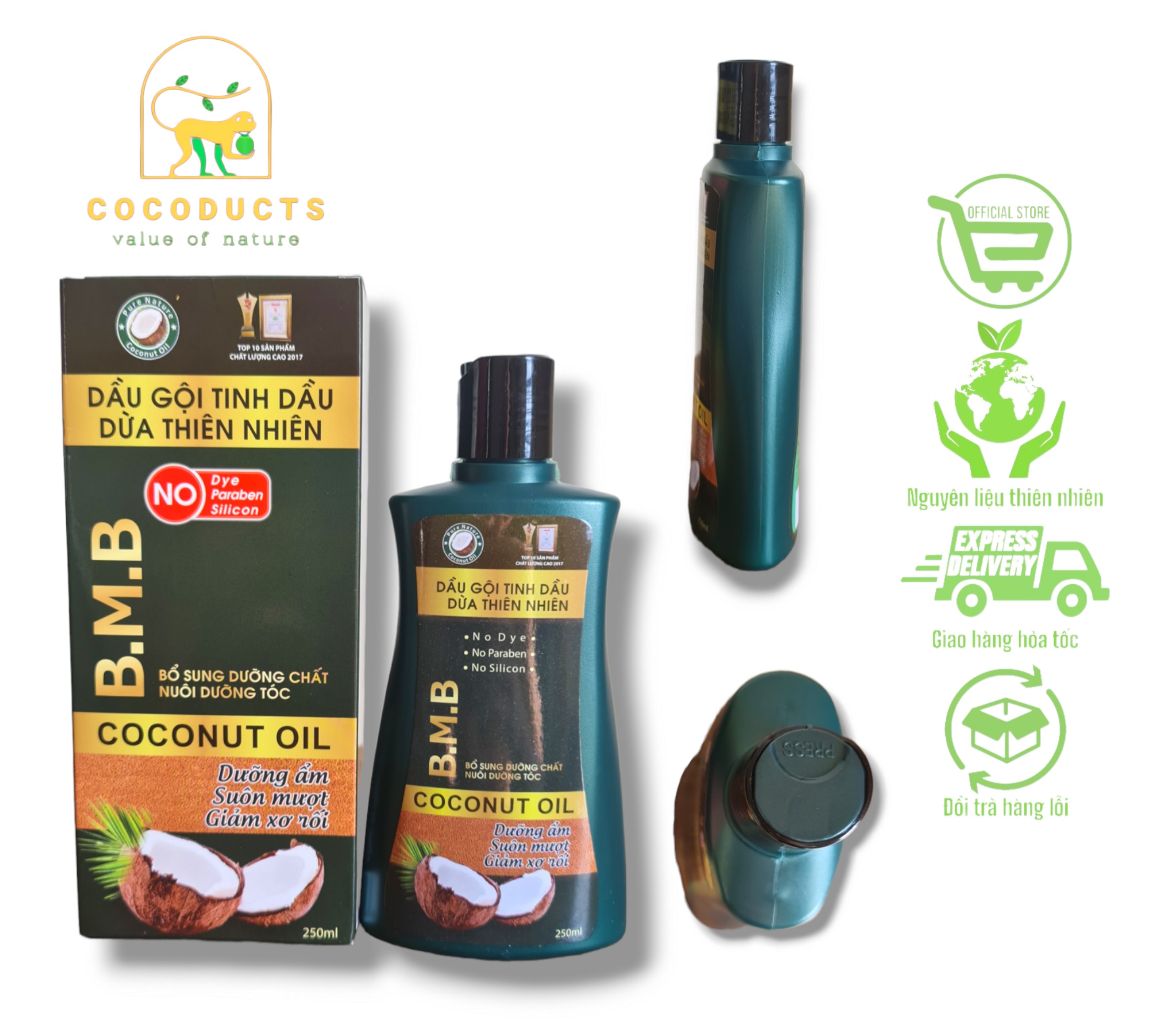 Dầu gội tinh dầu dừa thiên nhiên chai 250ml