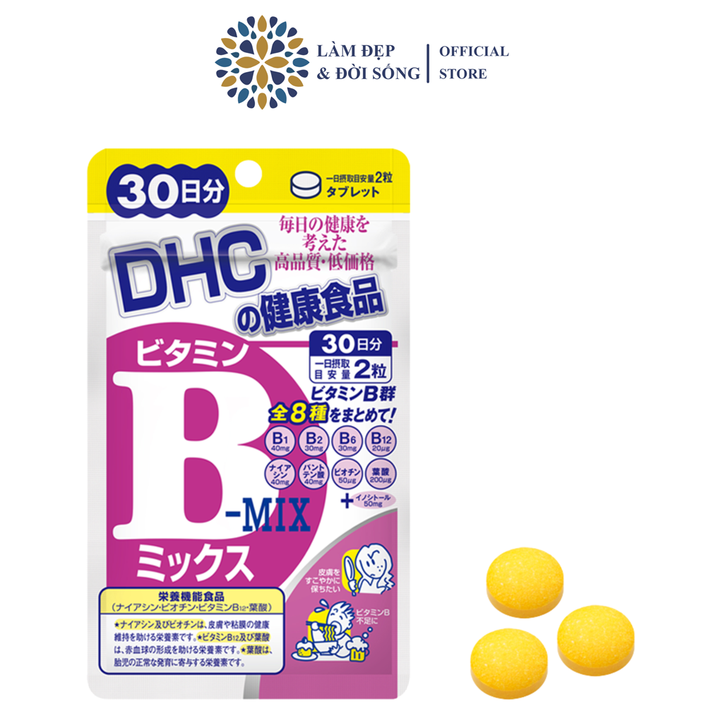 Viên uống Vitamin B tổng hợp hỗ trợ giảm mụn, làm chắc khỏe tóc DHC Vitamin B Mix 30 ngày