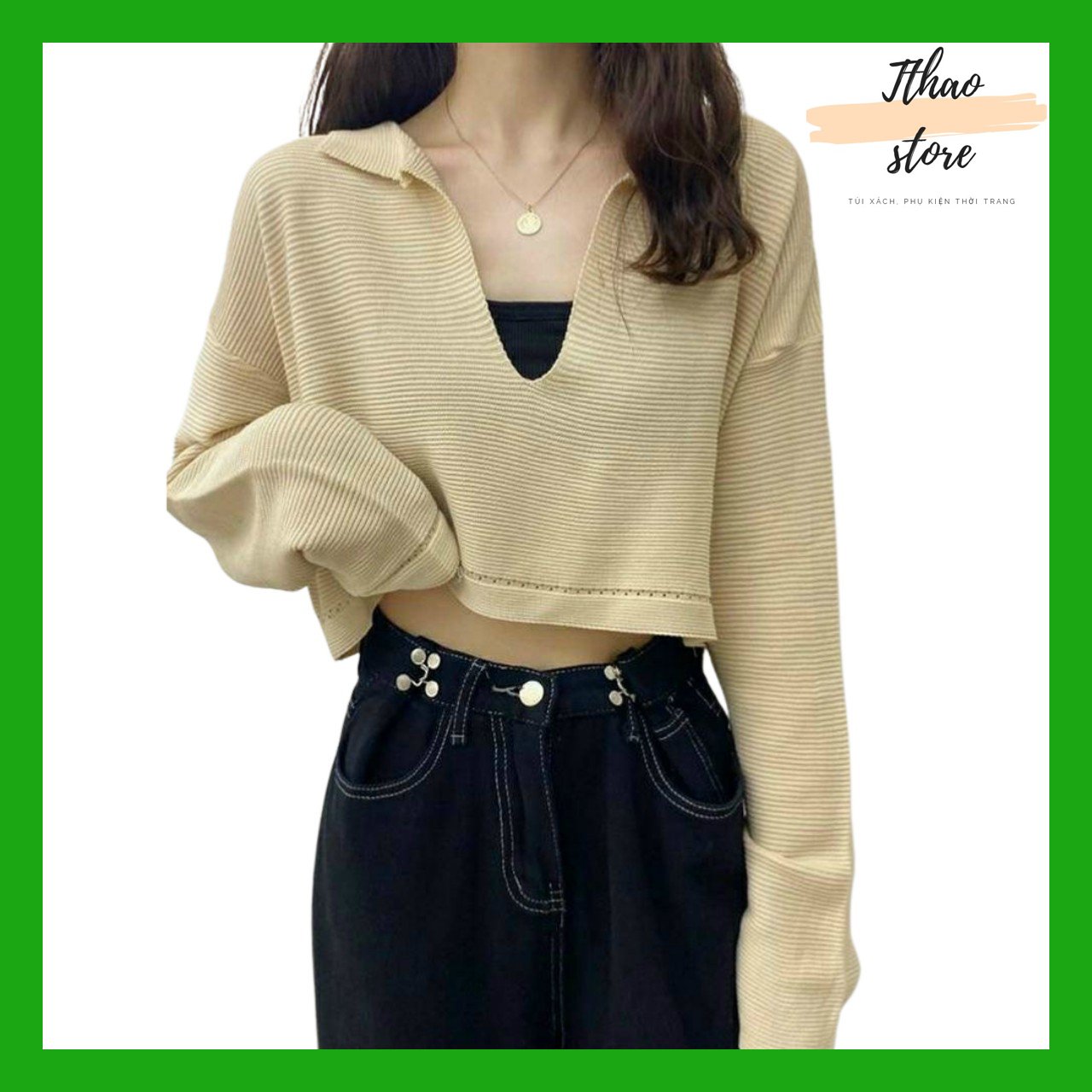 ÁO CROPTOP CỔ V TAY DÀI THIẾT KẾ MỚI ĐỘC ĐÁO