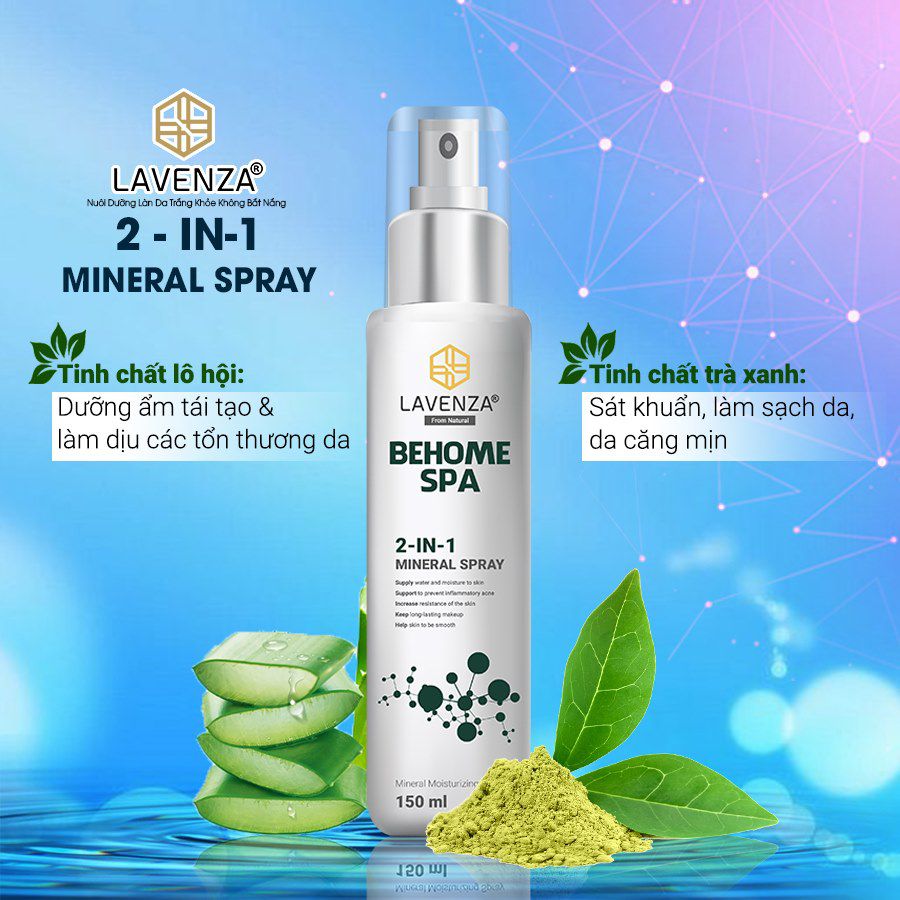 Xịt khoáng 2 trong 1 Lavenza (2-IN-1 MINERAL SPRAY)