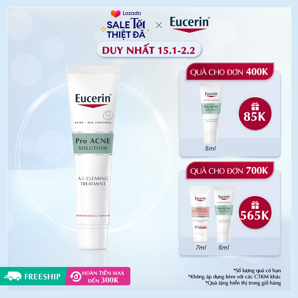 Gel Giúp Giảm Mụn & Nhờn Eucerin Pro Acne A.I. Clearing Treatment 40ml