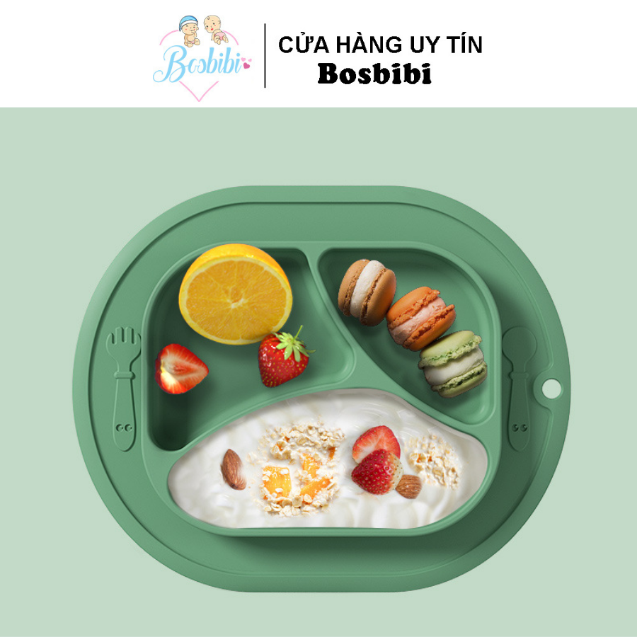 Khay ăn dặm silicone 3 ngăn chống đổ cao cấp