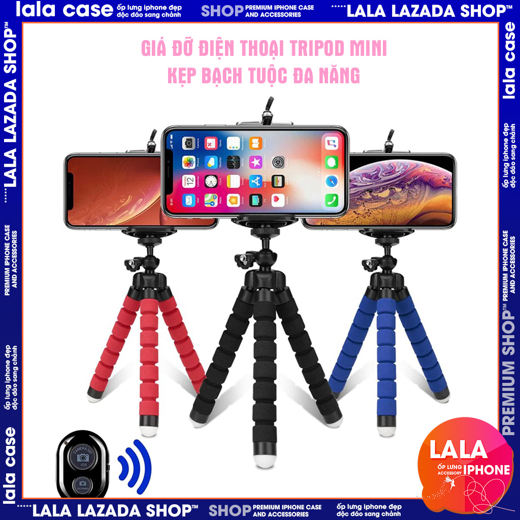 Kẹp Điện Thoại Bạch Tuộc 3 Chân Siêu tiện lợi tripod giá rẻ Nút chụp ảnh bluetooth từ xa mini đa năng cho ios/android/iphone/samsung/xiaomi/oppo/huawei/vinsmart