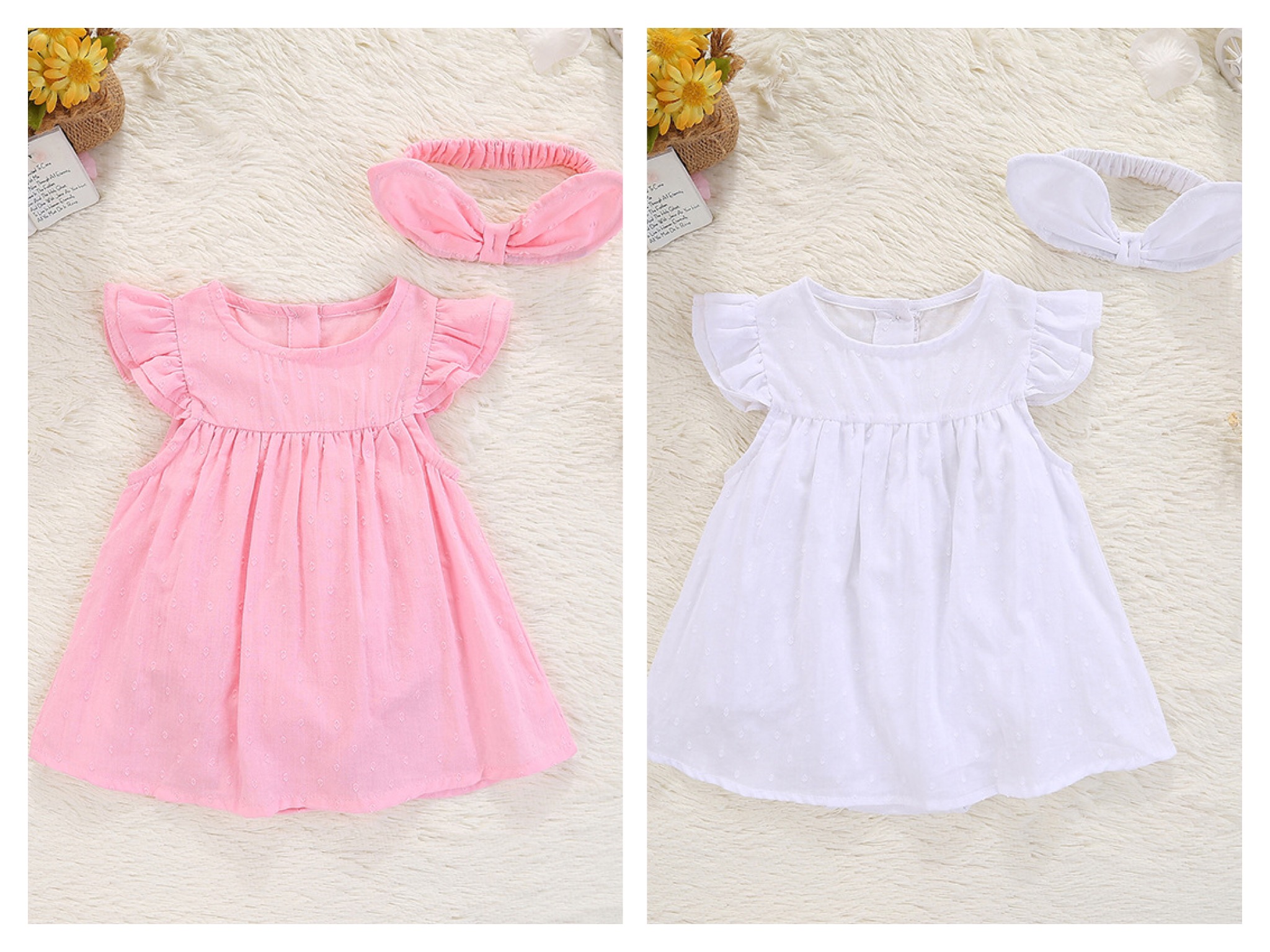 Set váy cánh tiên liền body chip kèm turban cho bé gái