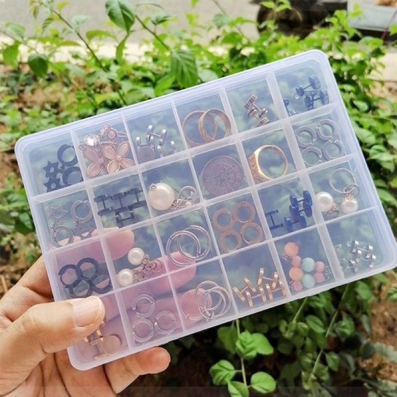 Hộp Khay nhựa 24 ngăn đựng cham đá phụ kiện làm nail