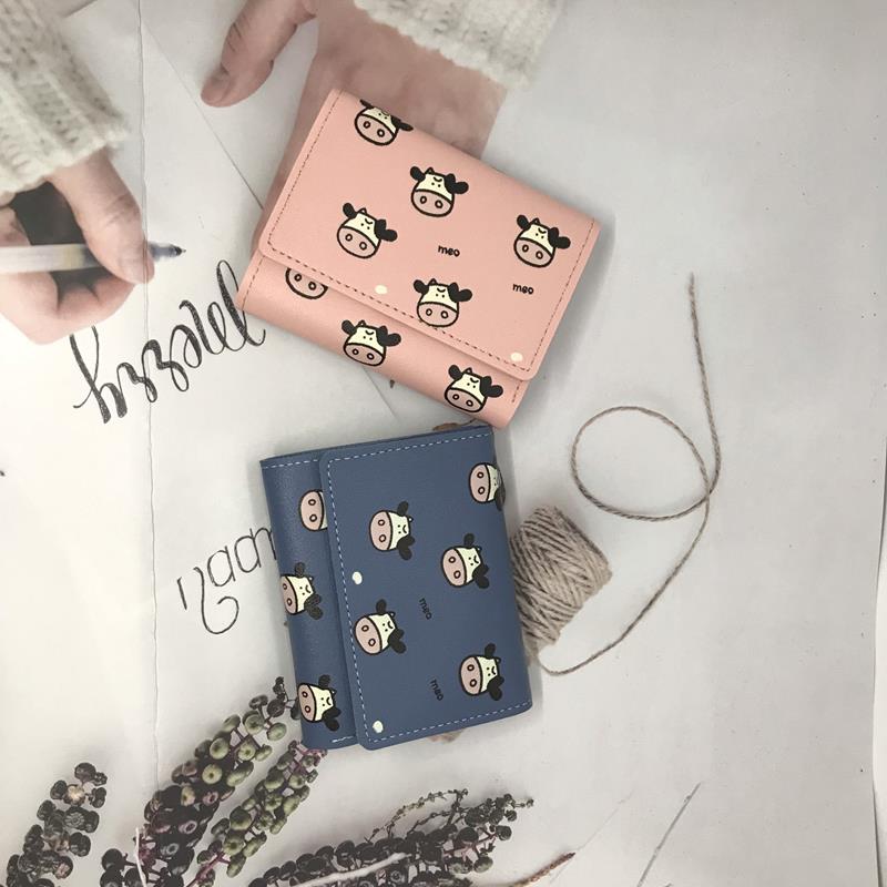 Ví nữ Bóp nữ cầm tay họa tiết bò sữa dễ thương cute LYLATA VD03
