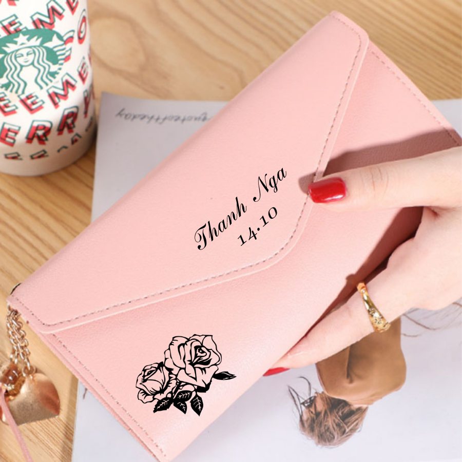 [HCM]Ví bóp nữ cầm tay - ví nữ dài khắc tên theo yêu cầu - quà 20/10- quà sinh nhật- quà 8/3 - quà noel ý nghĩa cho bạn gái