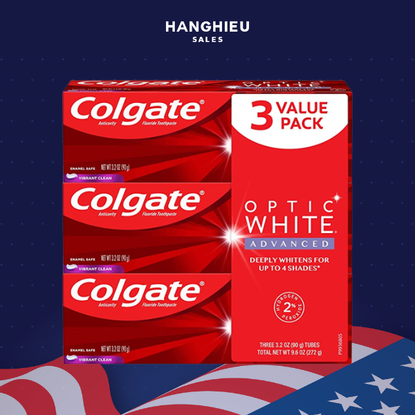 Kem đánh răng colgate optic white 119g set 3 cây