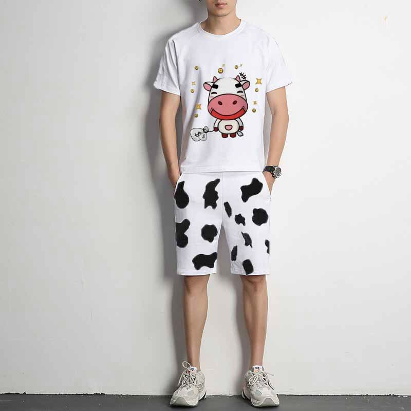 [HCM]SET BỘ ĐỒ NAM NỮ UNISEX IN HÌNH BÒ SỮA SIÊU CUTE DỄ THƯƠNG -PHỐI QUẦN ĐÙI LOANG HOT TREND