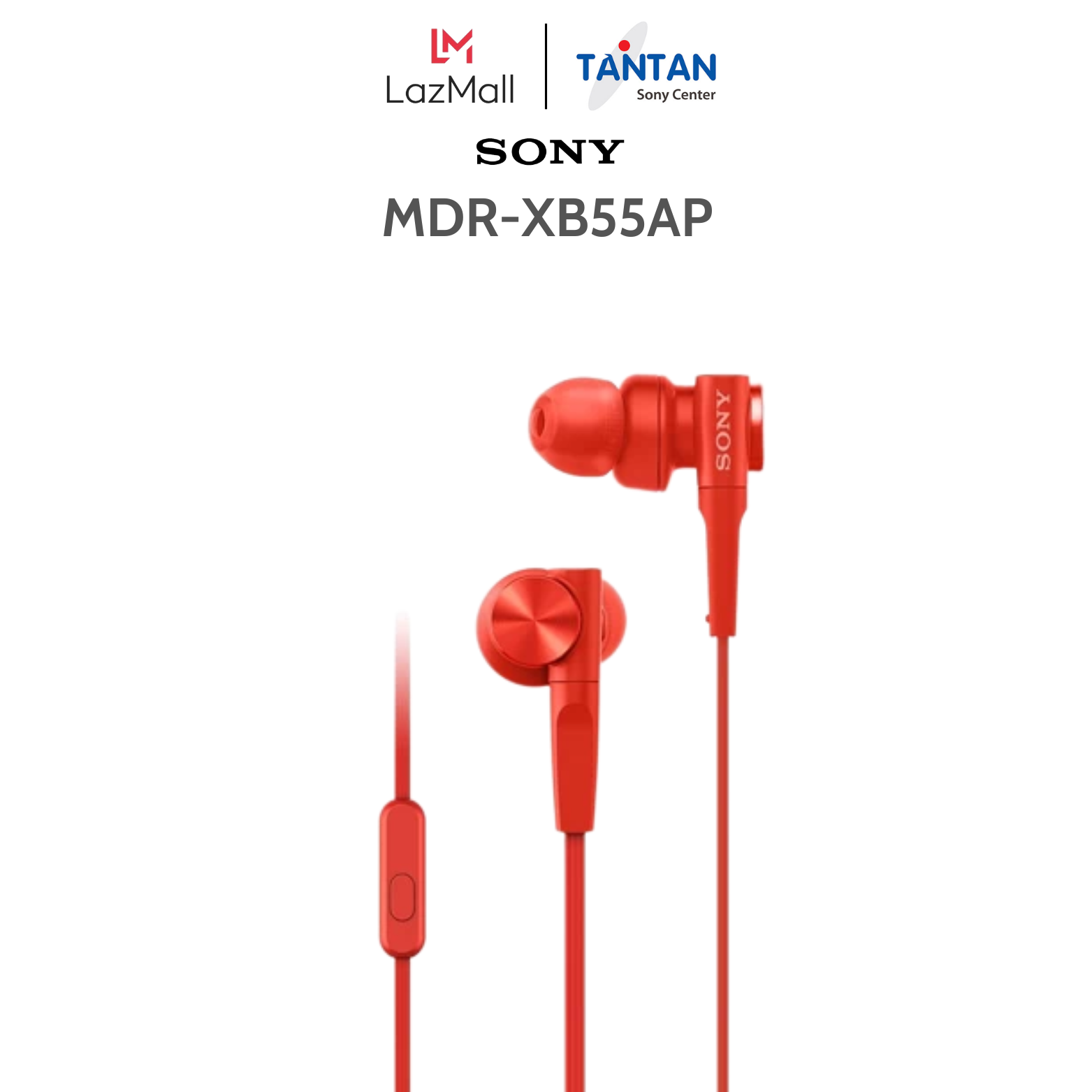 TAI NGHE SONY CẮM DÂY MDR-XB55AP |  Loa 12mm dạng vòm với công nghệ âm thanh Extra Bass - Microphone và Phím điều khiển trên dây - Xuất xứ: Thái Lan  | BẢO HÀNH 12 THÁNG TOÀN QUỐC