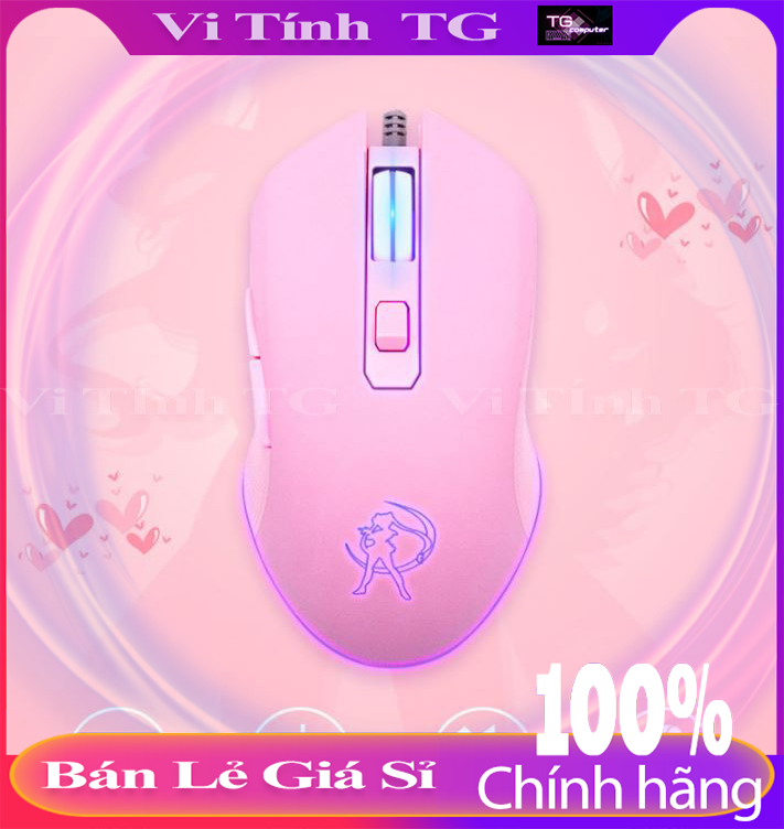 [HCM]Chuột máy tính màu hồng có dây dùng cho PC – Laptop hình sailor moon (thủy thủ mặt trăng ) Siêu curte đáng yêu