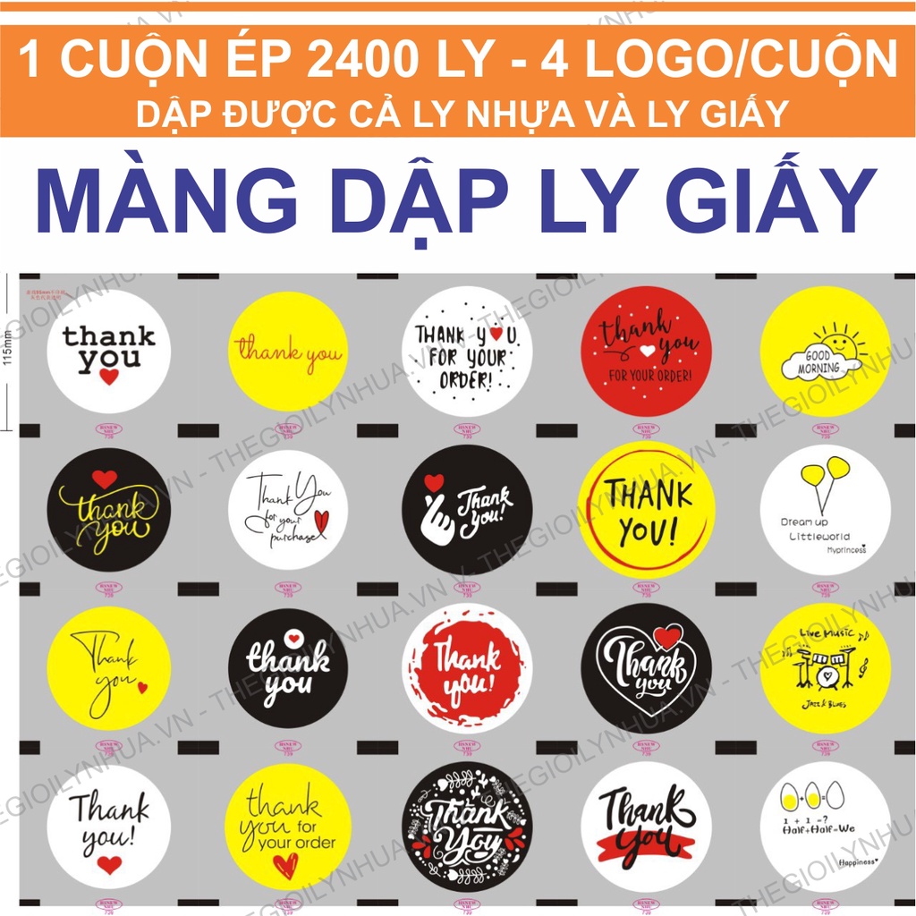 Màng dập cốc giấy, màng ép ly giấy, màng in sẵn vừa ép được ly nhựa vừa ép đươc ly giấy 1 cuộn ép 2200 ly