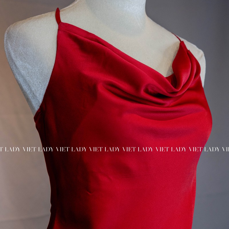 Đầm thiết kế lụa cổ đổ dáng dài vietlady fashion d01
