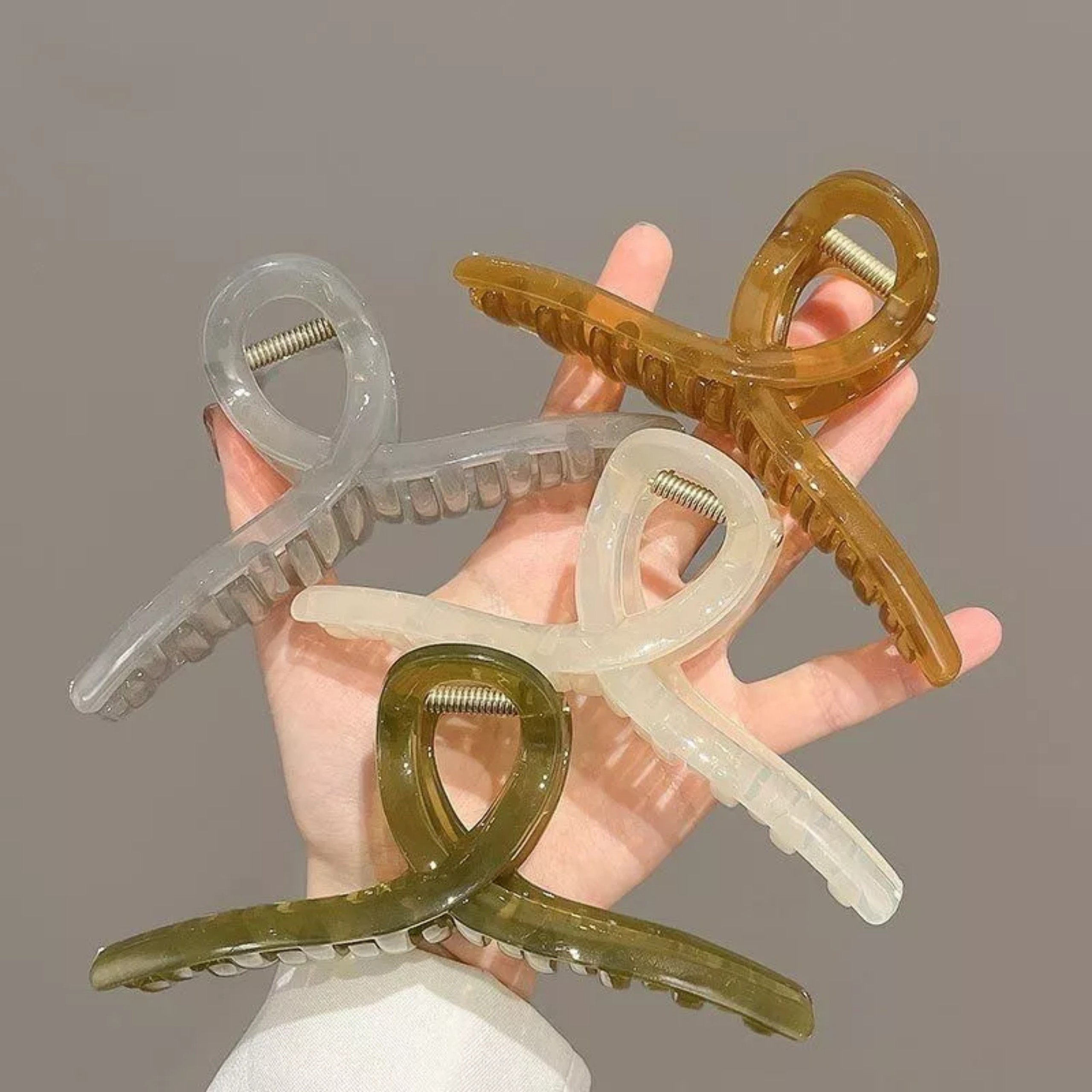 Kẹp tóc càng cua Hàn Quốc màu trong suốt cỡ lớn - kẹp tóc trong suốt đơn giản phụ kiện tóc thời trang