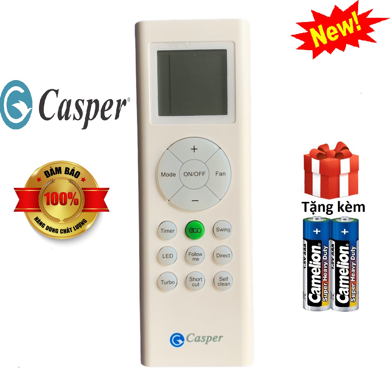 Điều khiển điều hoà Casper ECO 1&2 chiều RG66B3(2H)/BGEF Chính Hãng 100% [ tặng kèm pin, BH 30 ngày đổi trả ]