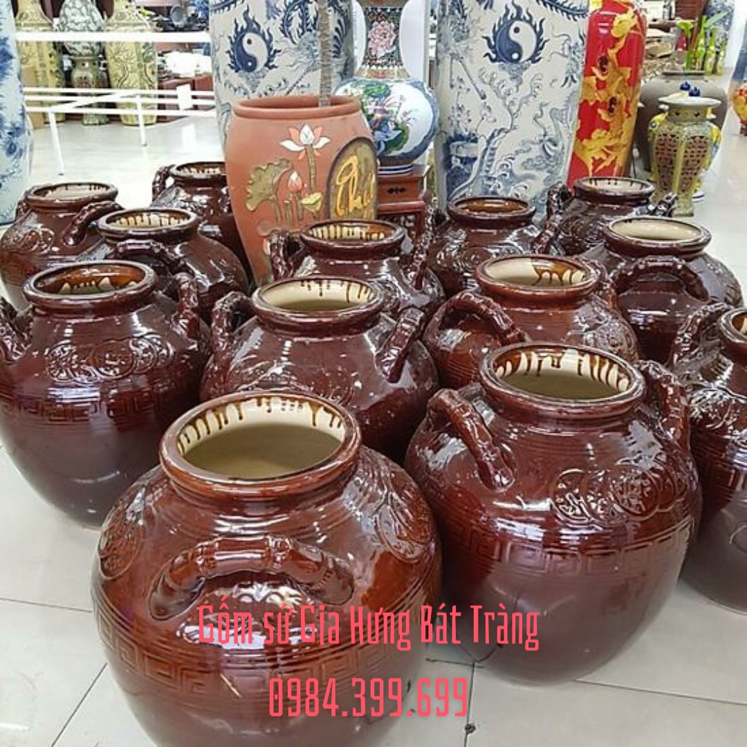 Chum sành tráng men loại 20L Gốm Gia Hưng Bát Tràng