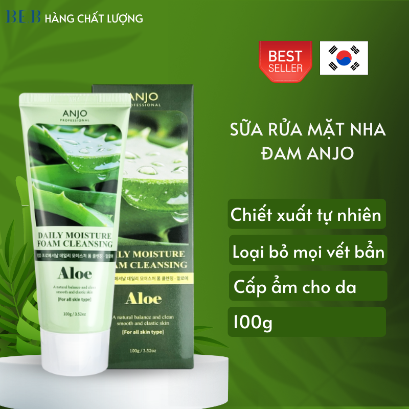 Sữa rửa mặt chiết xuất nha đam ANJO Daily Moisture Foam Cleansing Aloe 100ml