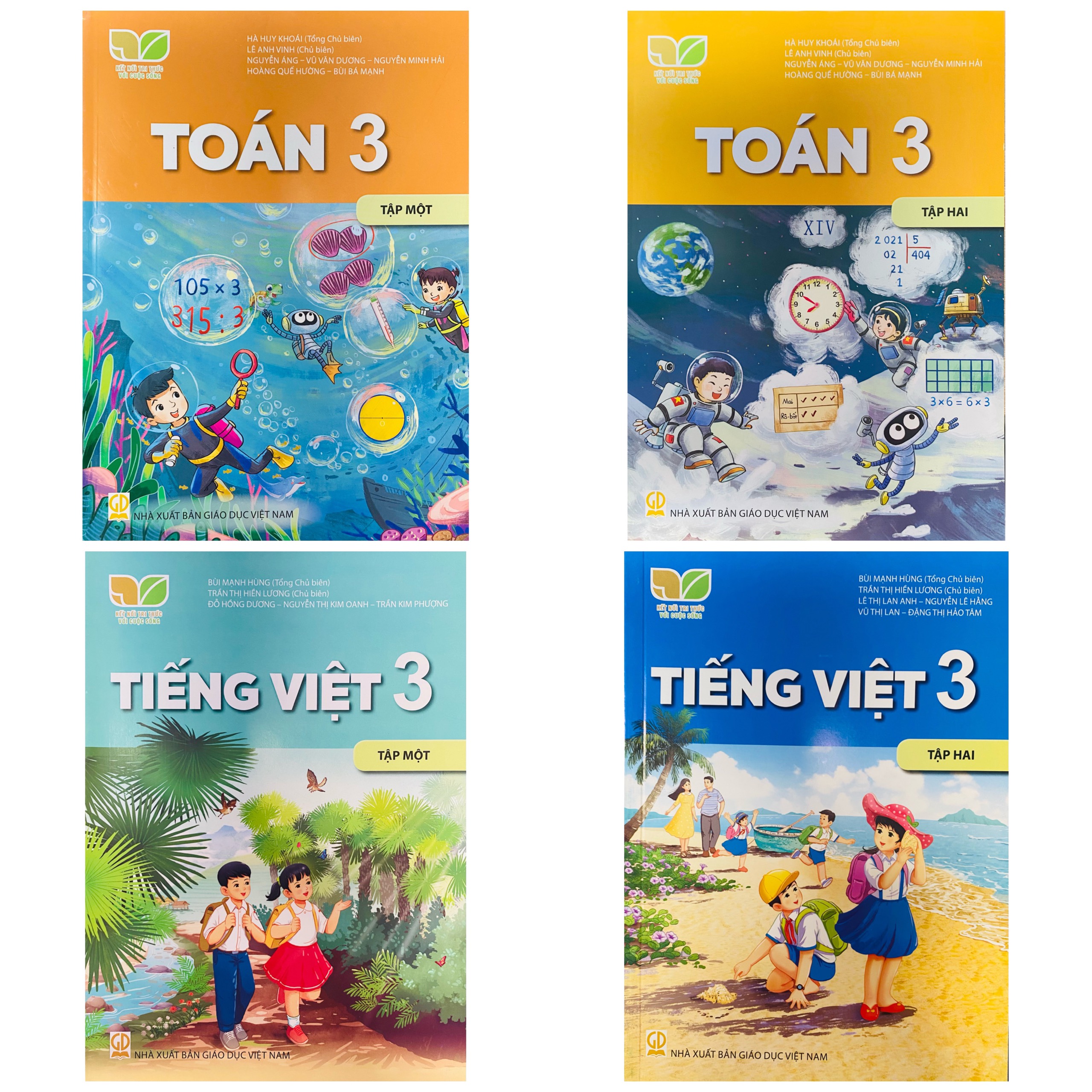 Edubook - Combo Toán/Tiếng Việt lớp 3 tập 1 + 2 (Bộ 4 cuốn) Kết nối tri thức với cuộc sống