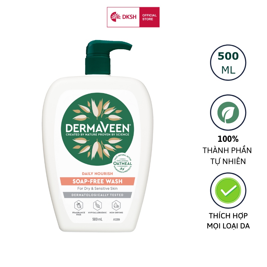 Sữa tắm không xà phòng dermaveen soap- free wash 500ml