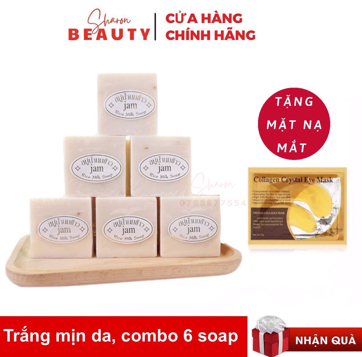 xà phòng cám gạo, soap trắng da, sữa gạo Collagen + Gluta Thái Lan dùng được cho da mặt và da toàn thân - COMBO 6 SOAP