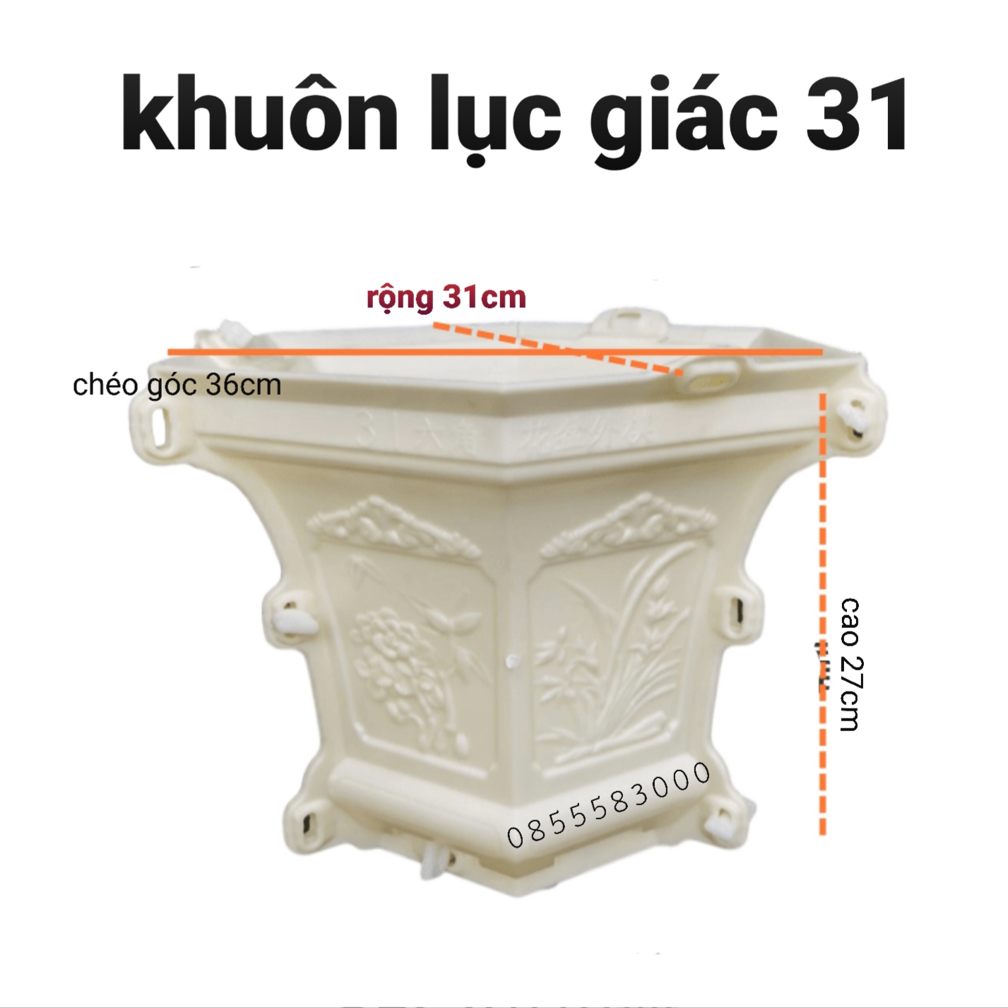 khuôn đúc chậu lục giác 31 khuôn nhựa ABS siêu bên, khuôn có lòng trong dễ dàng sử dụng, không cần kỹ thuật