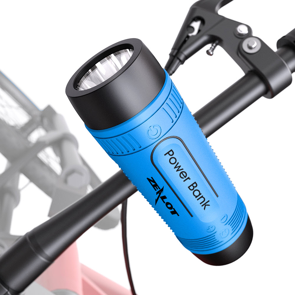 Loa Bluetooth Zealot S1 kiêm đèn pin chiếu sáng có giá kẹp dùng cho xe đạp - ZEALOT S1 Wireless Bluetooth Speaker Outdoor Portable Bicycle rading Speaker mini Column +Power Bank+Flashlight+Bike+Mount