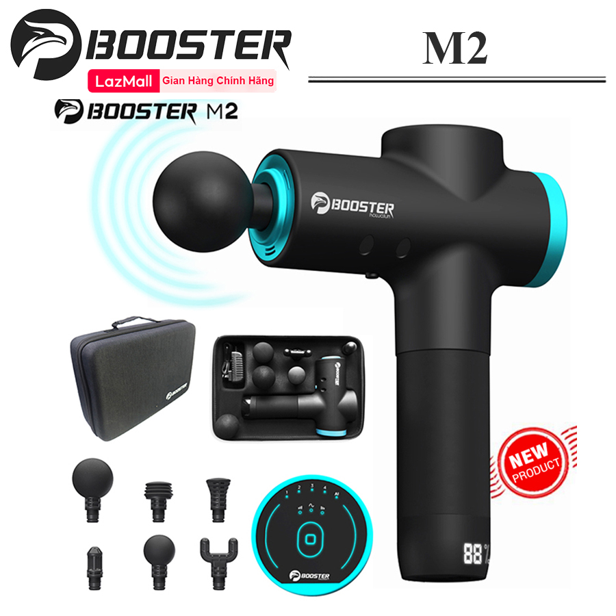 BOOSTER M2 - Máy massage gun toàn thân, Súng massage cầm tay cao cấp công nghệ Ai Booster M2 - Công suất 125W, 6 đầu, 3 chế độ mát xa - Hãng phân phối chính thức