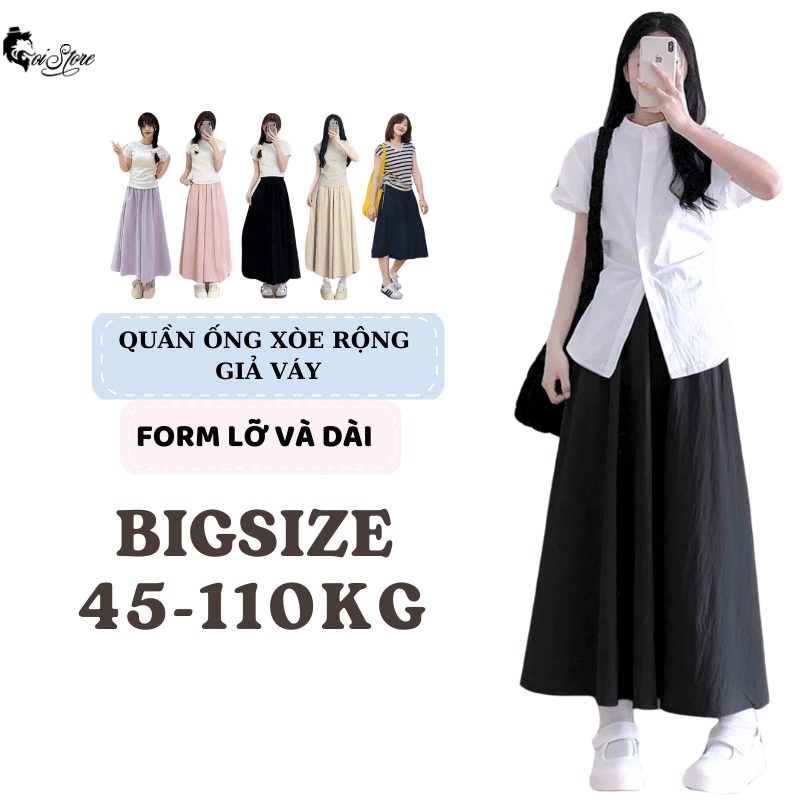 45-105Kg Quần Giả Váy Dáng Dài Bigsize ống siêu rộng dáng xòe thanh lịch thời trang