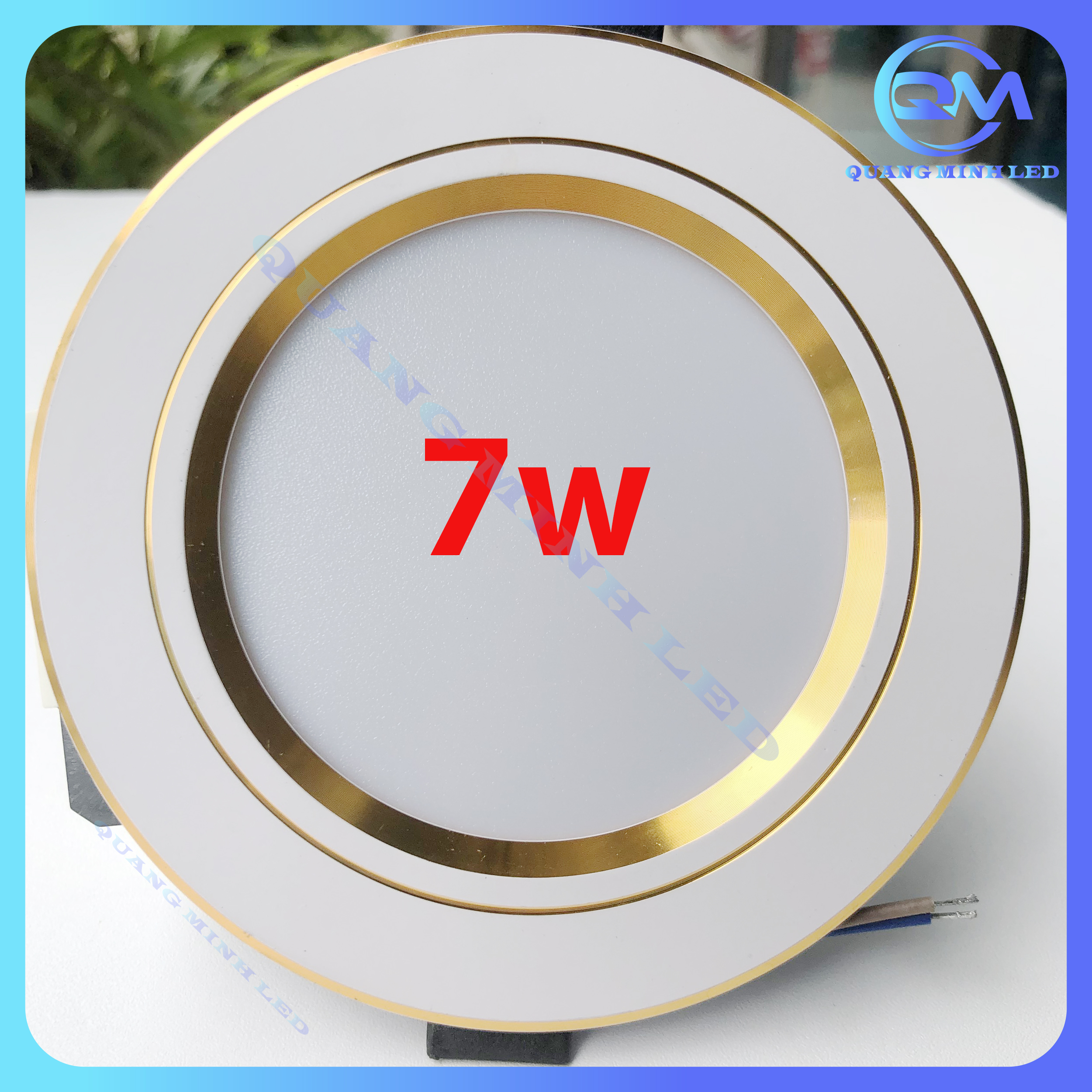 Đèn âm trần 7W viền vàng 3 chế độ màu cao cấp
