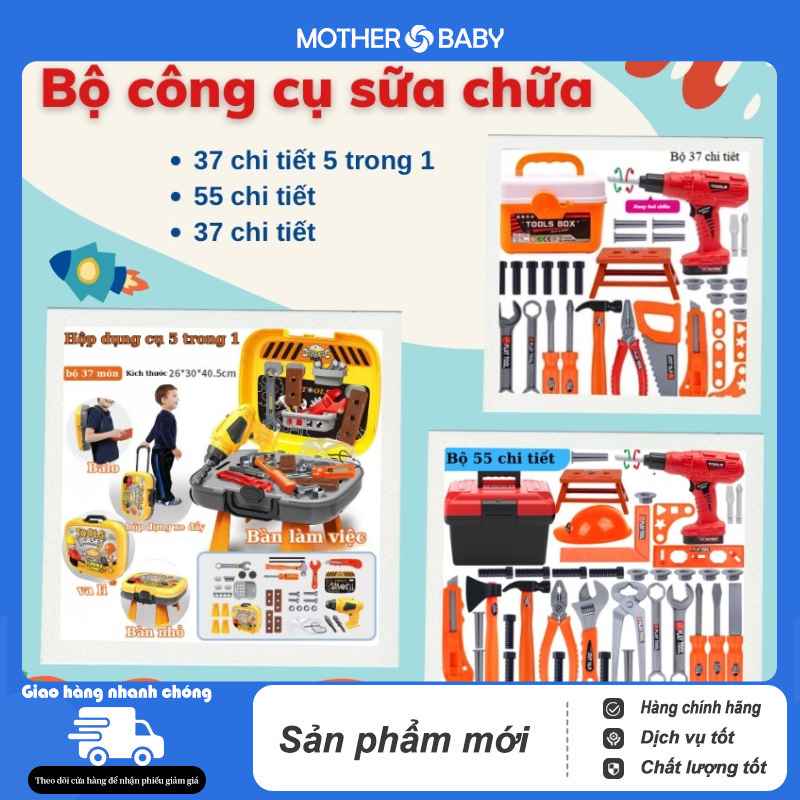 <Sẵn Hàng> Đồ chơi nhập vai, vali dụng cụ kỹ sư tạo hình 37 món cho bé kèm khoan, dụng cụ sửa chữa cơ khí cho bé trai kèm kính, vali bánh xe kéo dễ dàng mang đi, túi 38 món không gồm khoan, đồ chơi trí tuệ, đồ chơi giáo dục, đồ chơi trẻ em tại nhà.