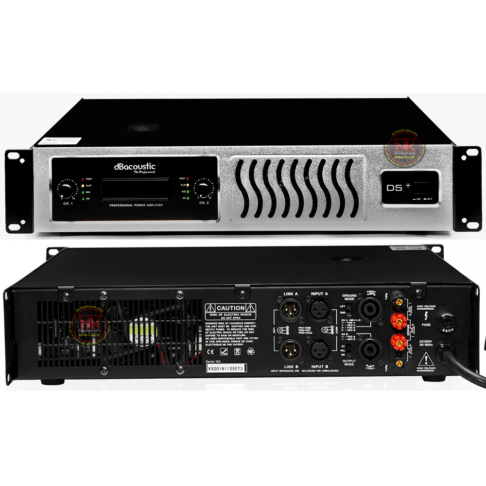 Cục đẩy công suất DBacoustic 2 kênh D5+ bảo hành 2 năm tặng dây canon miễn phí vận chuyển