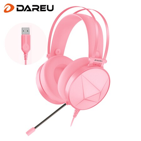 Tai nghe gaming dareu eh722s pink âm thanh 7.1 jack usb - tai nghe màu hồng led rgb