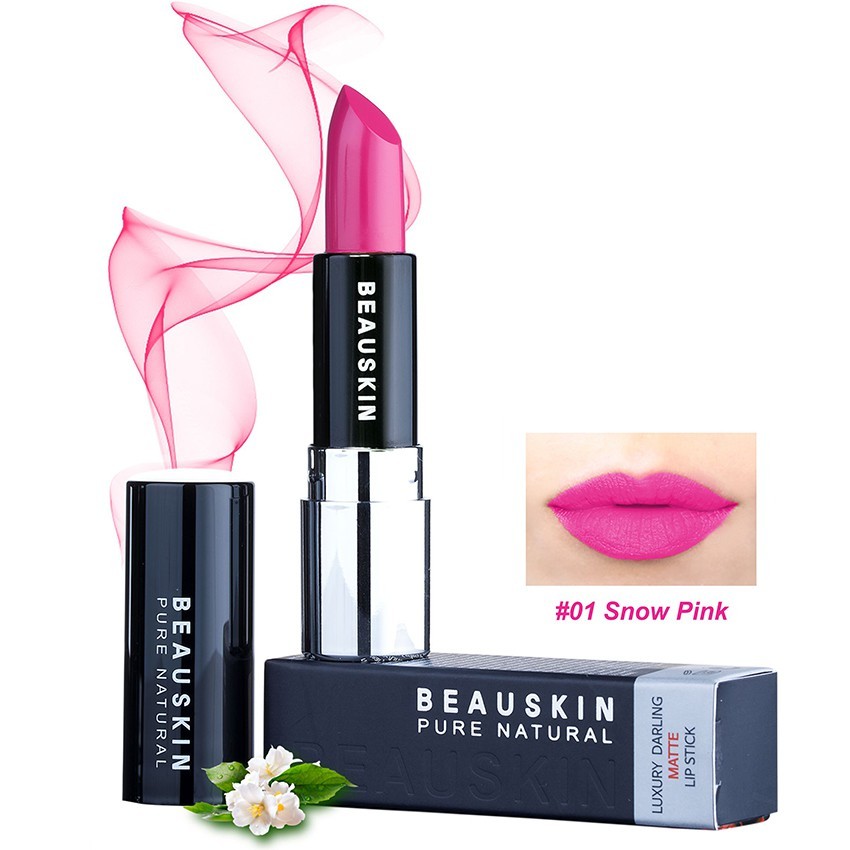 Son môi siêu lì Beauskin Luxury Darling Matte 3.5g màu 01 - Hồng cánh sen