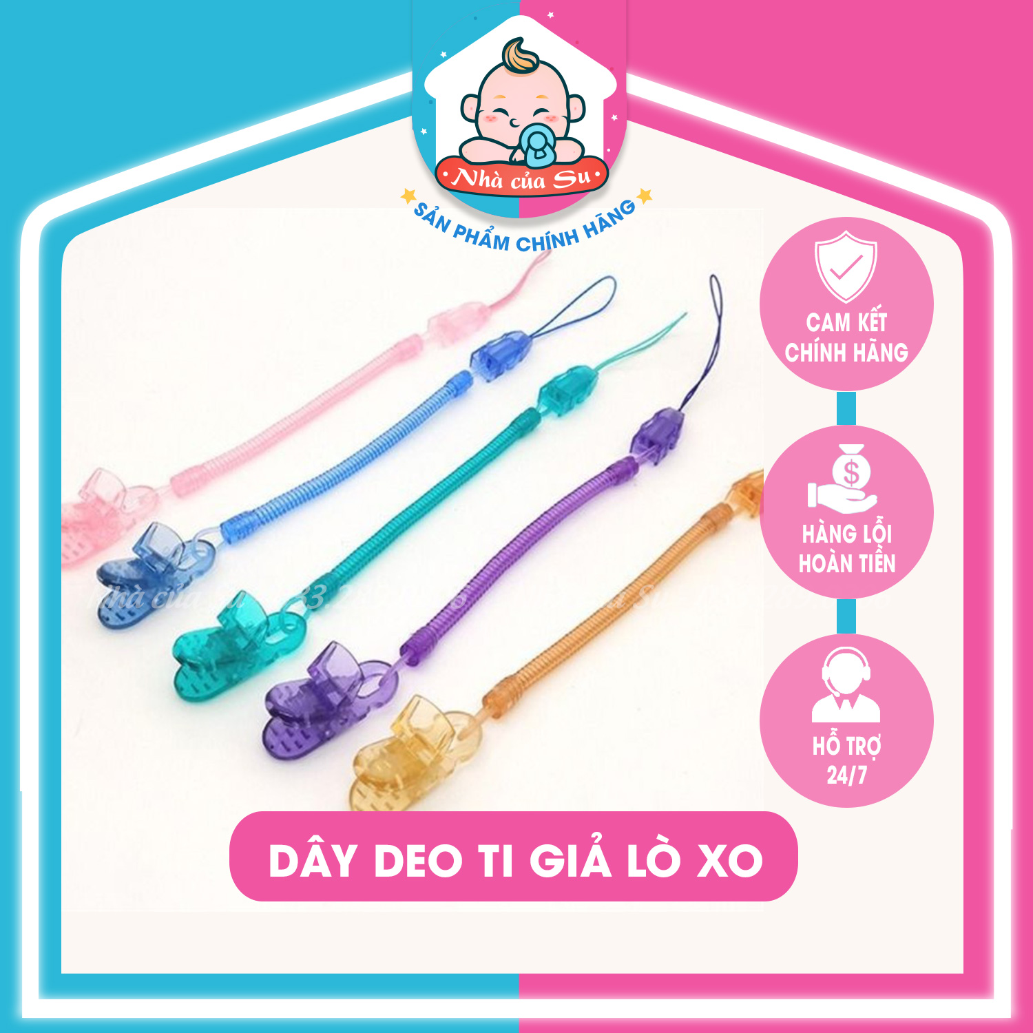 Dây đeo ti giả lò xo giúp giữ/kẹp ti ngậm không bị rơi