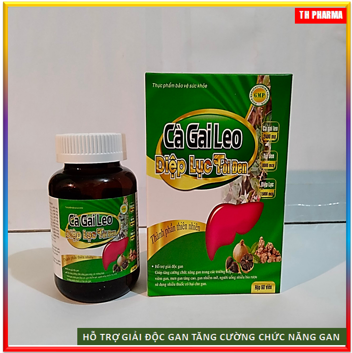 Viên uống Bổ gan Cà Gai Leo Diệp Lục Tỏi Đen với thành phần cà gai leo 2400mg, diệp lục 15000mcg, giúp giải độc gan, hạ men gan , Tăng Cường chức năng gan- Lọ 60 Viên