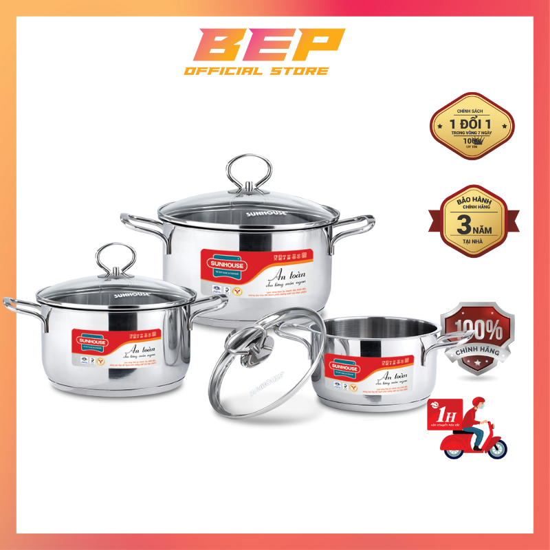 Bộ nồi Inox 5 đáy quai đũa cao cấp SUNHOUSE SH888