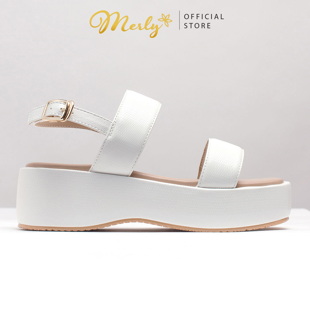 Sandals Bánh Mì Nữ Quai Ngang 5cm Merly 1524, Giày Sandal Nữ Đế Bánh Mì, Dép Bánh Mì Nữ Chính Hãng, Sandals Flatform Basic, Dép Xăng Đan Nữ Cao Cấp